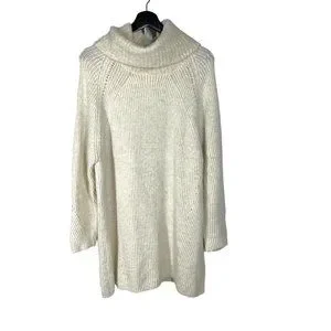 Topshop Sweaters Topshop Cream Loose Oversized Long Turtleneck